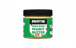 Mustin 100% Raw Peanut Butter Chunky  Plastic Jar  340 grams